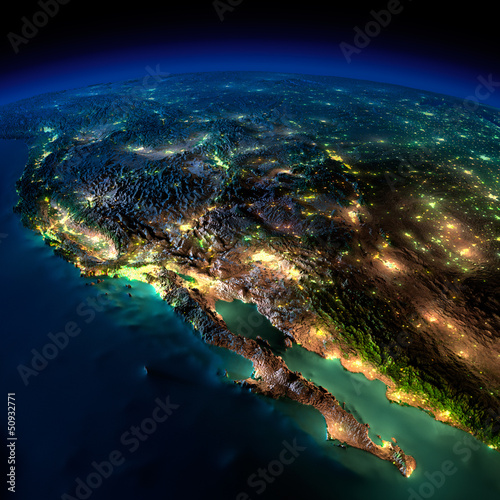 Night Earth. A piece of North America - Mexico and the western U photo