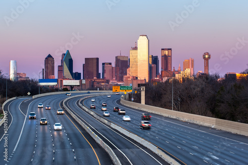 Dallas downtown skyline in the evening