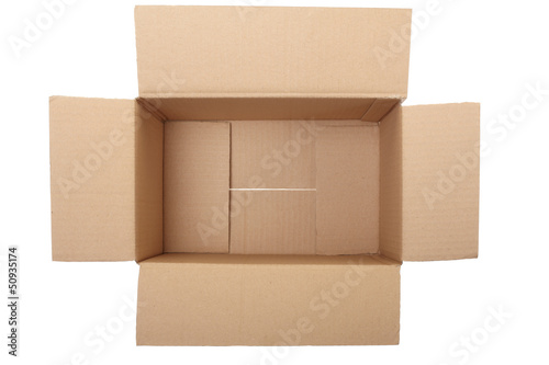 Empty cardboard box on white, clipping path included