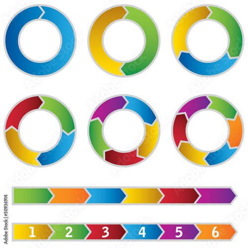 Set of colourful Circle Diagrams and arrows