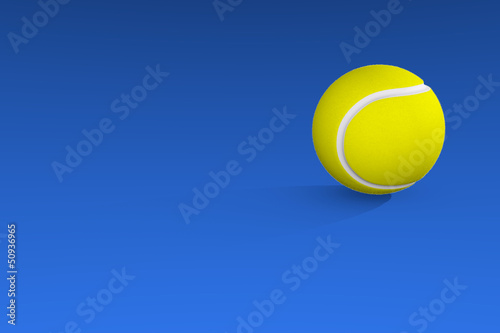 Balle de tennis 3D réaliste sur fond bleu