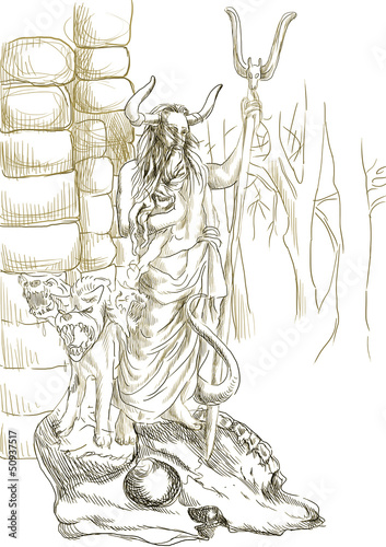 Fotografie Greek myth and legends (Full sized hand drawing) - Hades