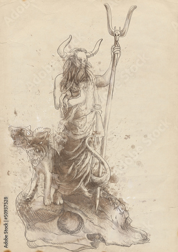Fotografie Greek myth and legends (Full sized hand drawing) - Hades