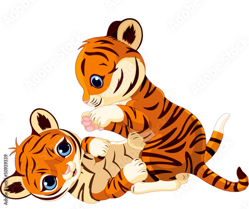 Cute playful tiger cub