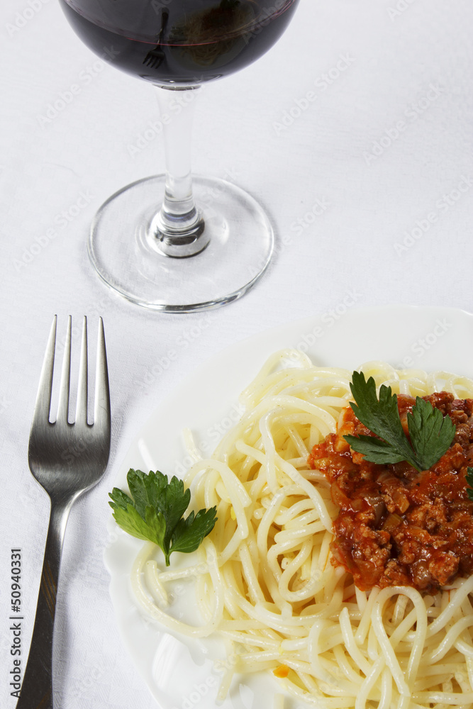 spaghetti bolognese and Wine spaghetti bolognese and Wine