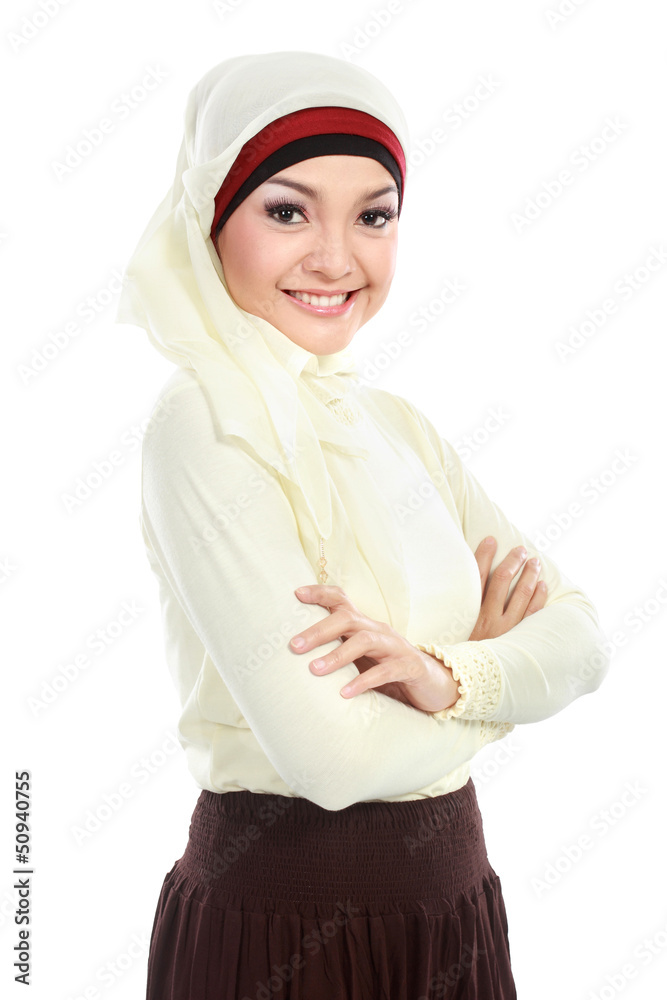 asian young muslim woman in head scarf