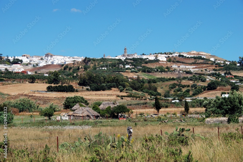 Farmland and village, Medina Sidonia, Andalusia, Spain. Farmland and village, Medina Sidonia, Andalusia, Spain.