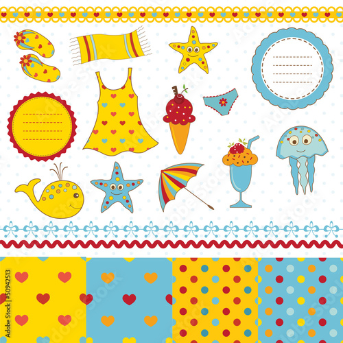 Set of sea scrapbook elements