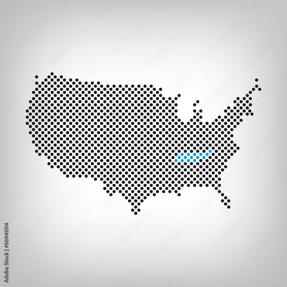 Tennessee in USA Karte punktiert