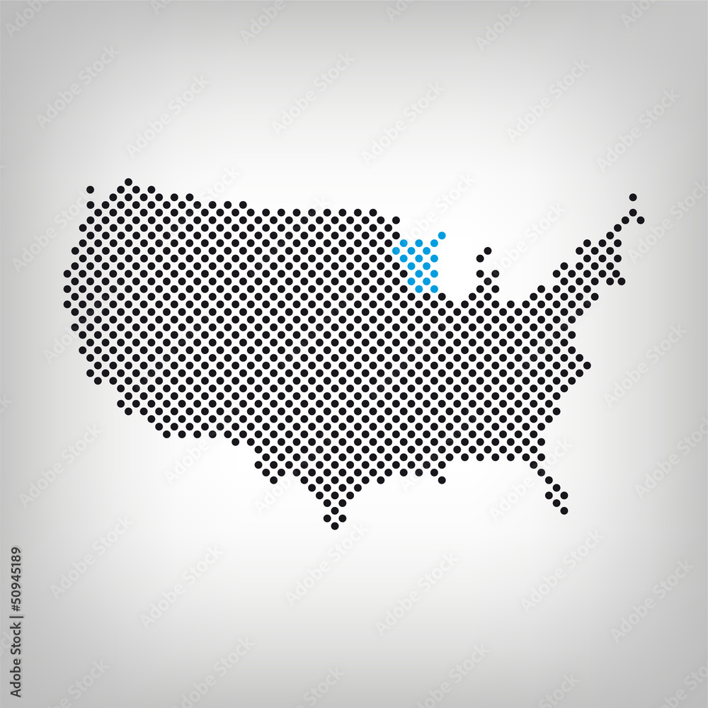 Wisconsin in USA Karte punktiert