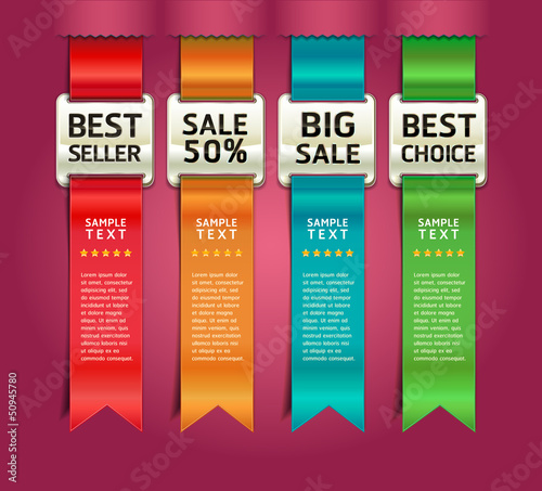 Retro Color Medals with Ribbon Style Number Banner
