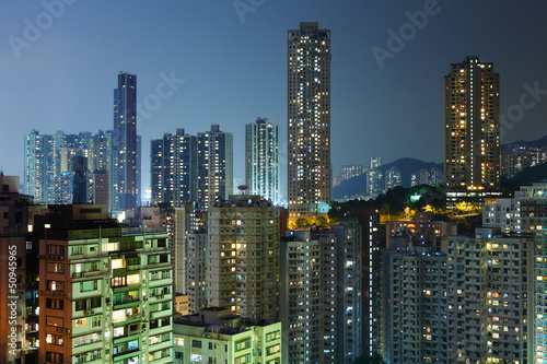 apartment building at night © leungchopan