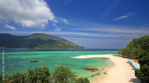 Aerial view of beach and crystal sea at Koh Lipe