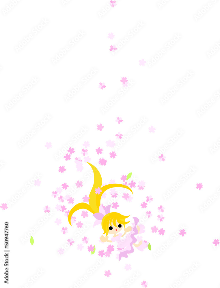 桜の花と共に、華麗に舞う金髪の少女。