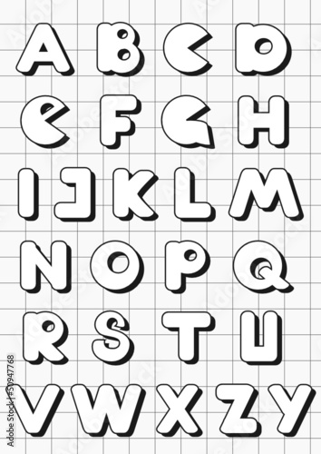 alphabet set cartoon style letters