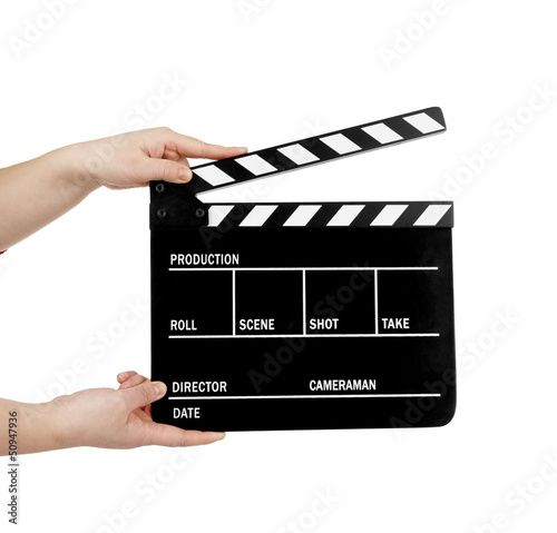 Cuadro en lienzo human hand holding a movie clapboard