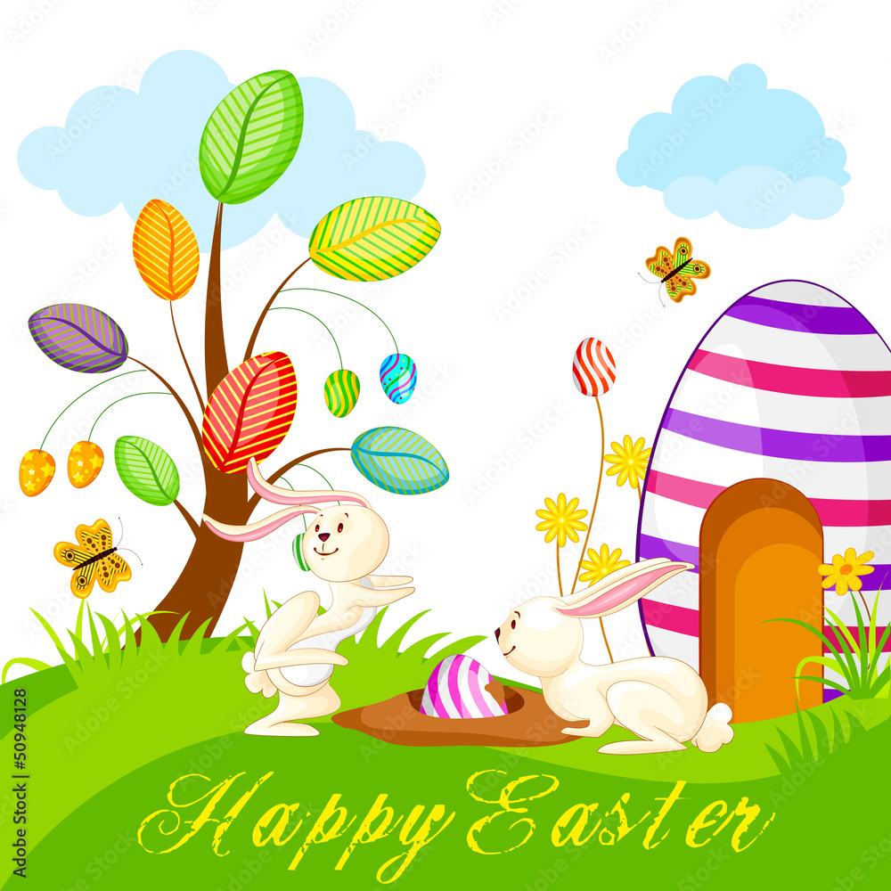Bunny hidding Easter Egg Bunny hidding Easter Egg