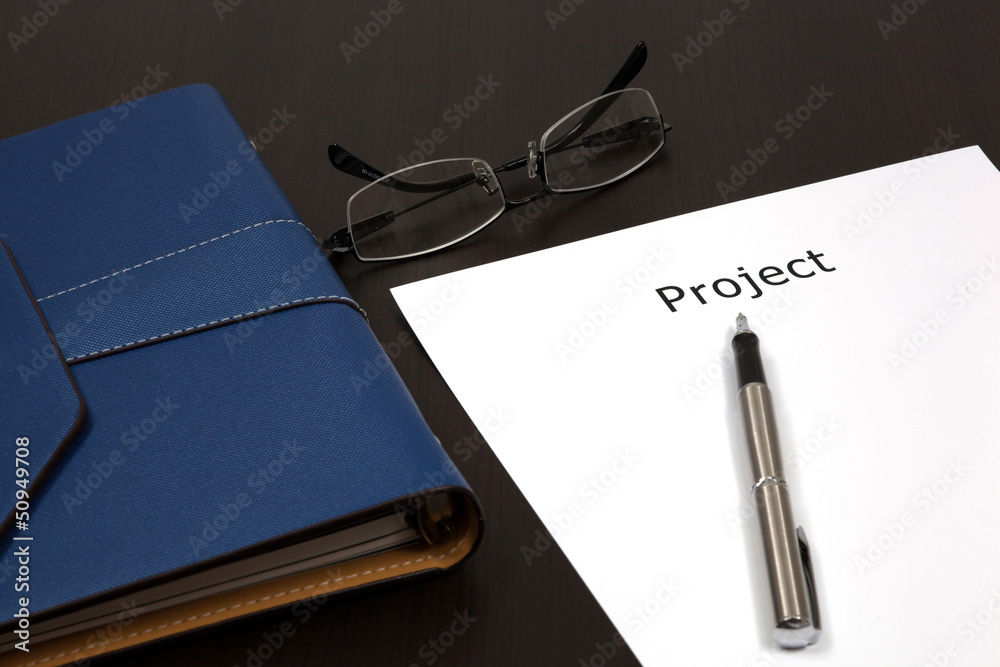 Organizer on table with word project Organizer on table with word project