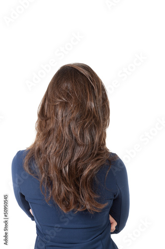 back view of a girl,isolated on white background