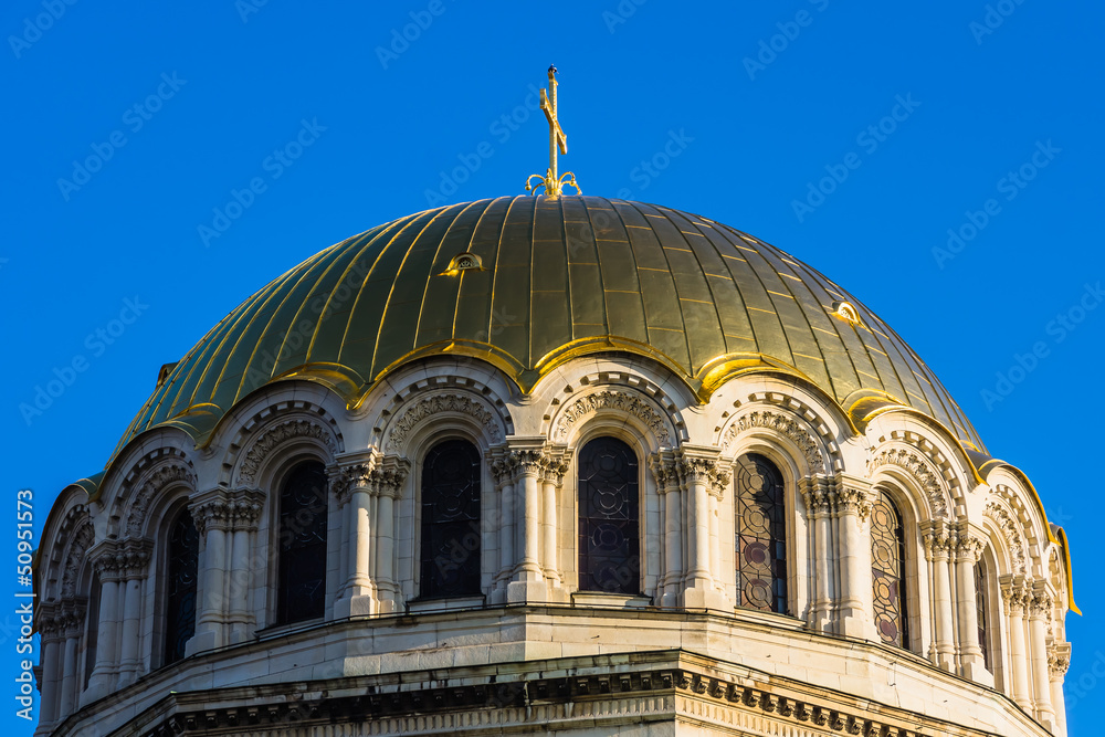 Gilded dome of St. Alexander Nevski Orthodox Cathedral in Sofia