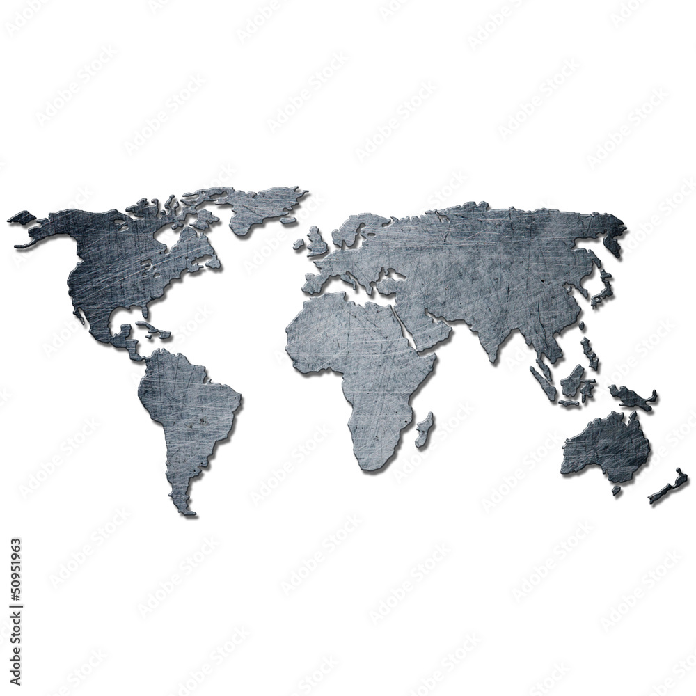 Obraz premium metal background world map
