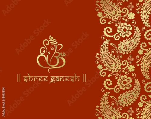 Ganesha, Hindu wedding card, royal Rajasthan, India