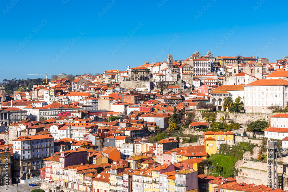 Overview of Old Town of Porto, Portugal.