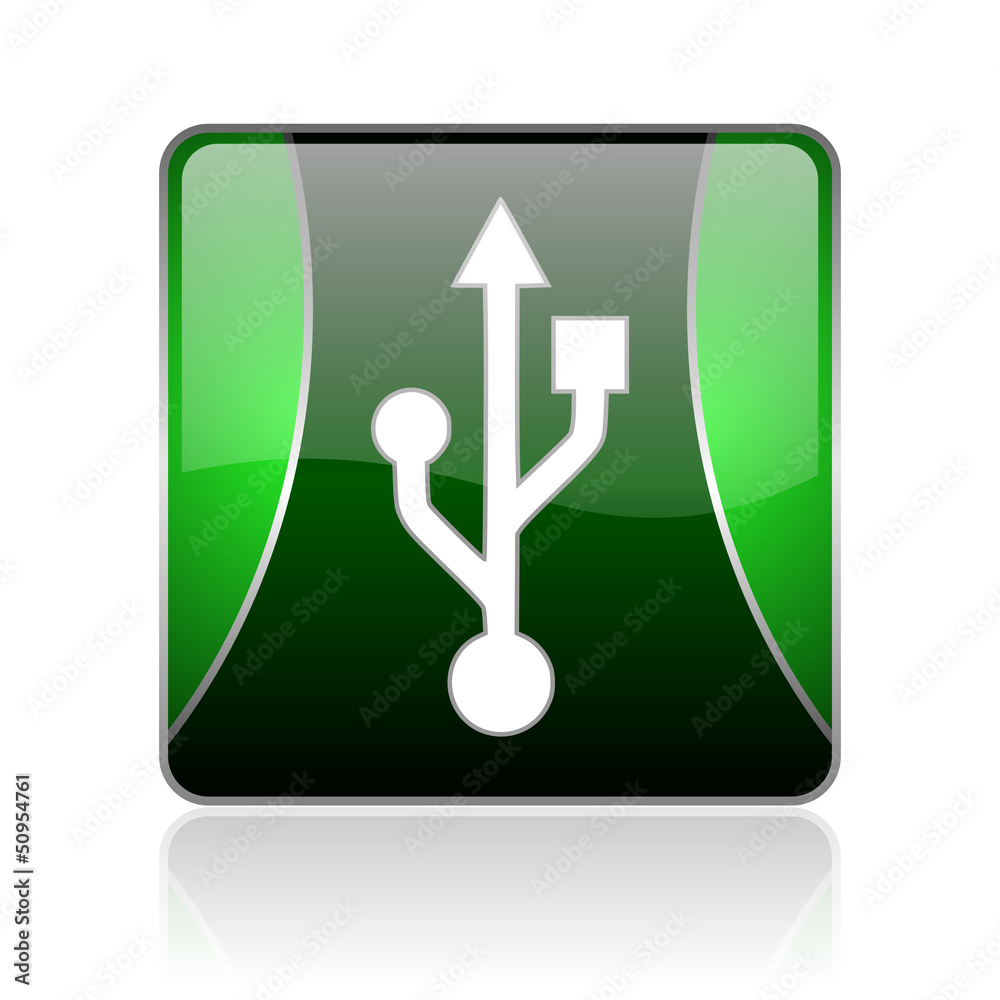 usb black and green square web glossy icon usb black and green square web glossy icon