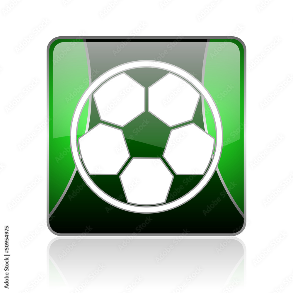 soccer black and green square web glossy icon