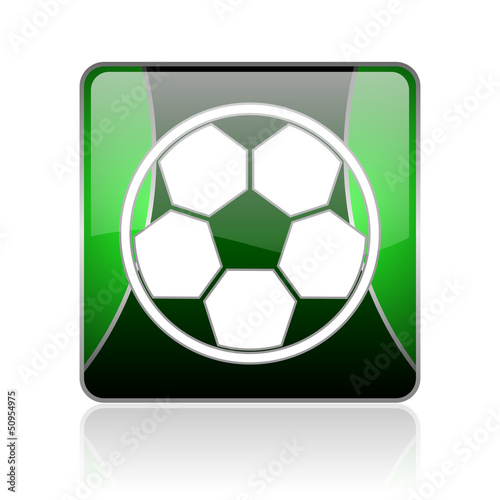 soccer black and green square web glossy icon