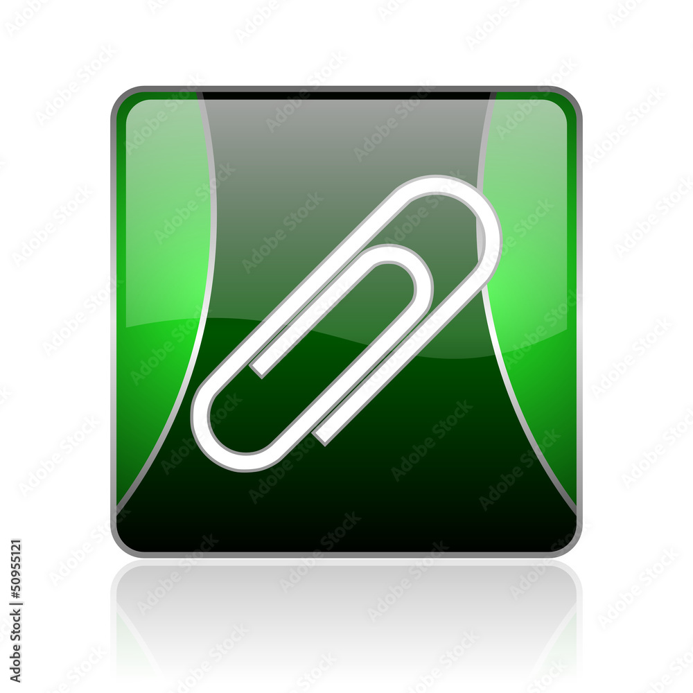 paper clip black and green square web glossy icon paper clip black and green square web glossy icon