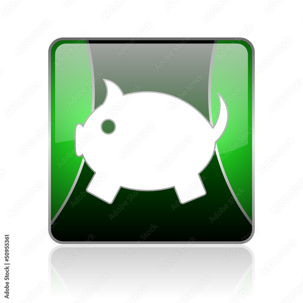 piggy bank black and green square web glossy icon piggy bank black and green square web glossy icon