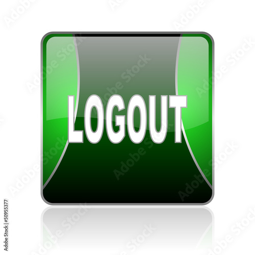 logout black and green square web glossy icon