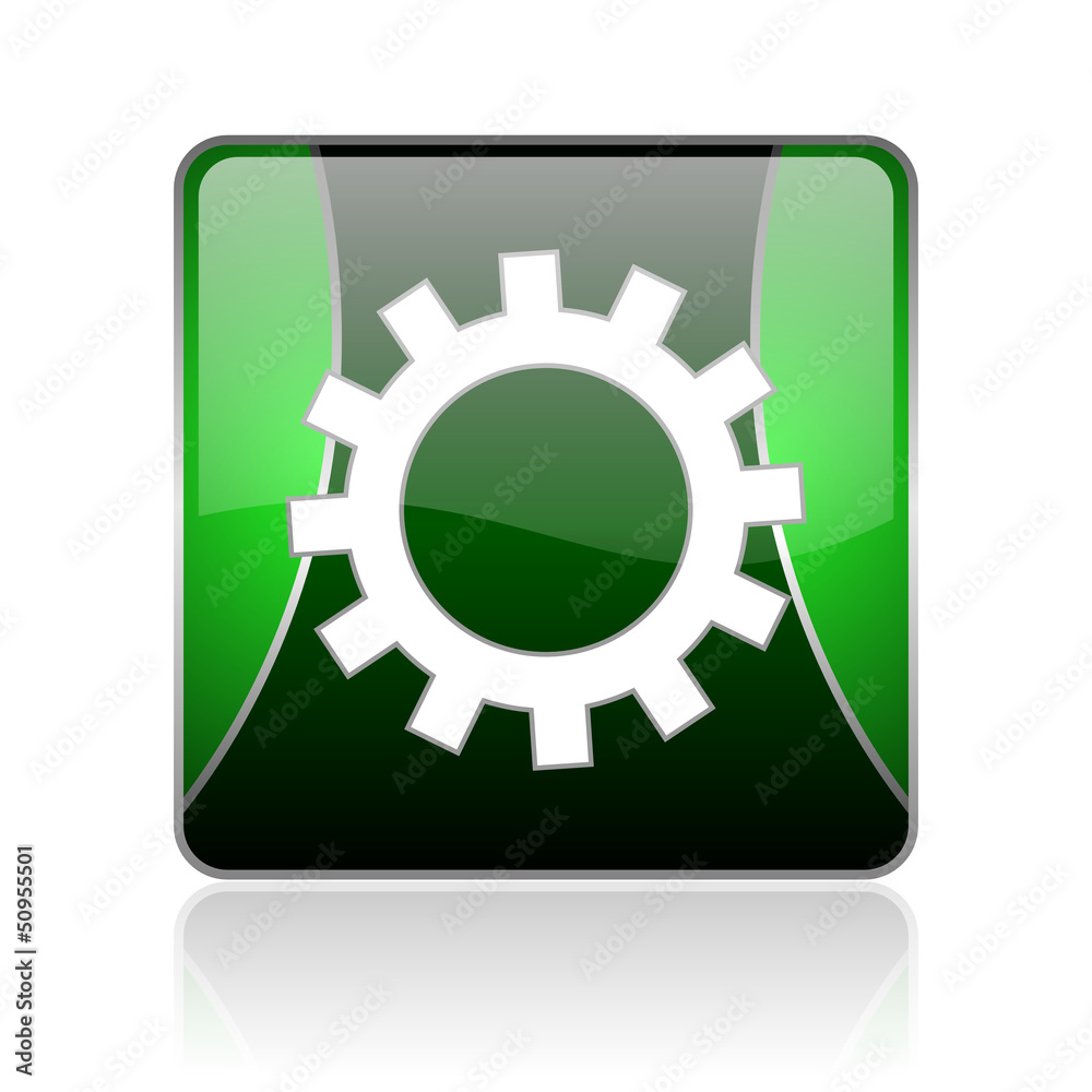 gears black and green square web glossy icon gears black and green square web glossy icon