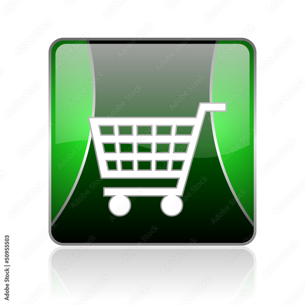 shopping cart black and green square web glossy icon shopping cart black and green square web glossy icon