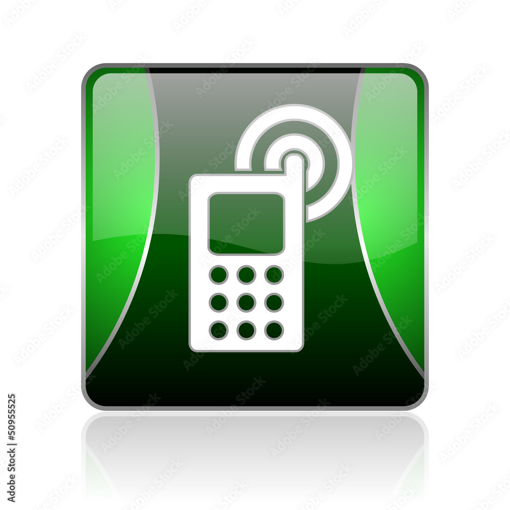 cellphone black and green square web glossy icon cellphone black and green square web glossy icon