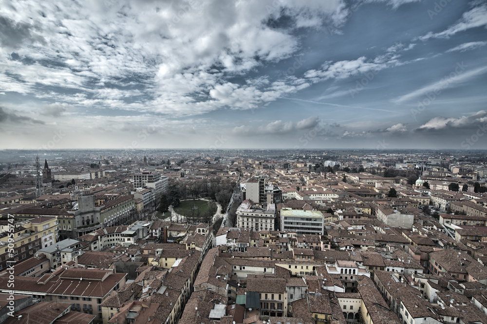 Panoramic view of Cremona, Italy, Lombardy