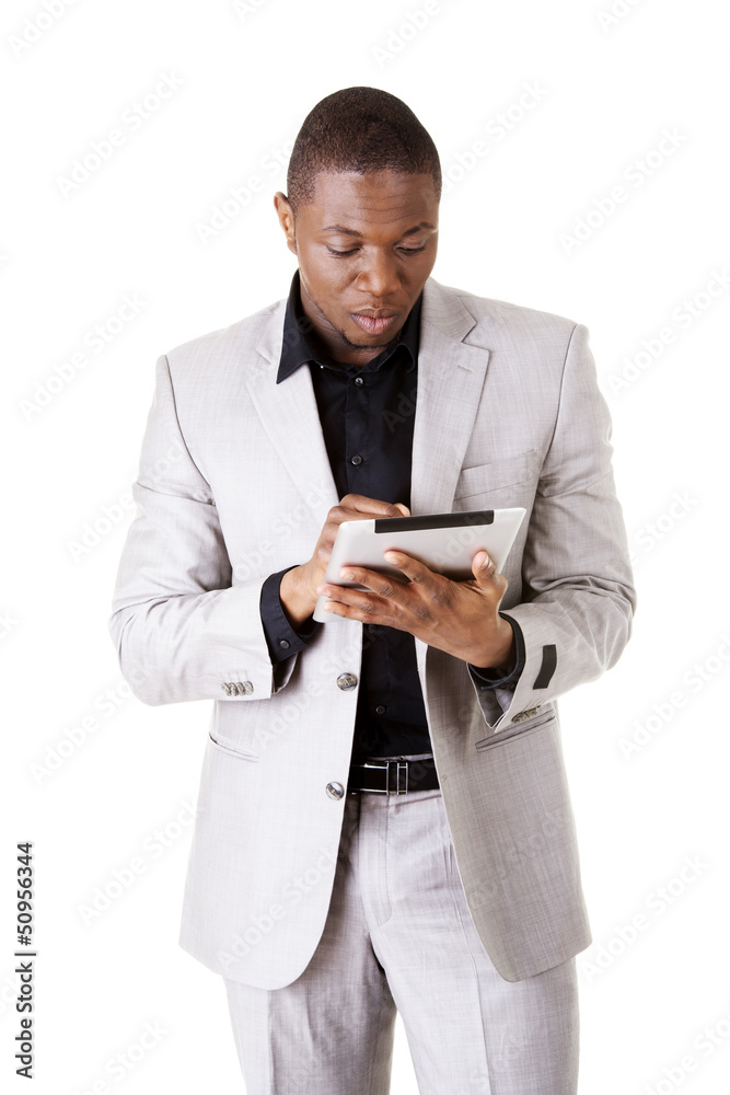 Handsome businessman with tablet Handsome businessman with tablet
