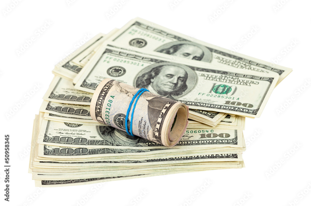 Heap of U.S. dollars isolated on white background Heap of U.S. dollars isolated on white background
