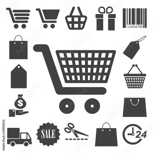 Shopping icons set. Illustration