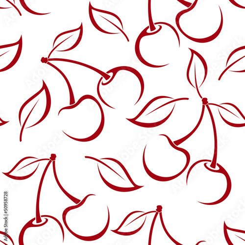Seamless background with cherry silhouettes. Vector illustration