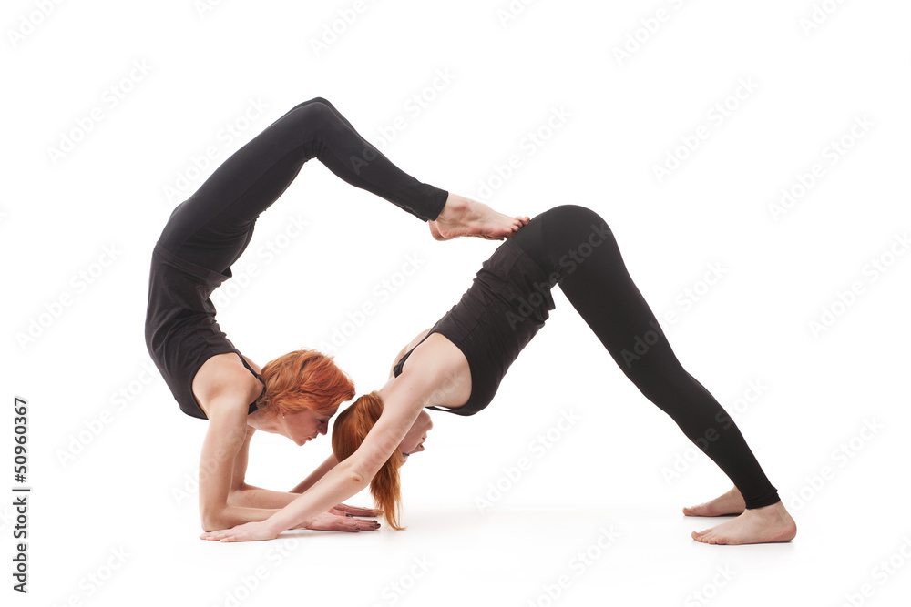 paired yoga on a white background paired yoga on a white background
