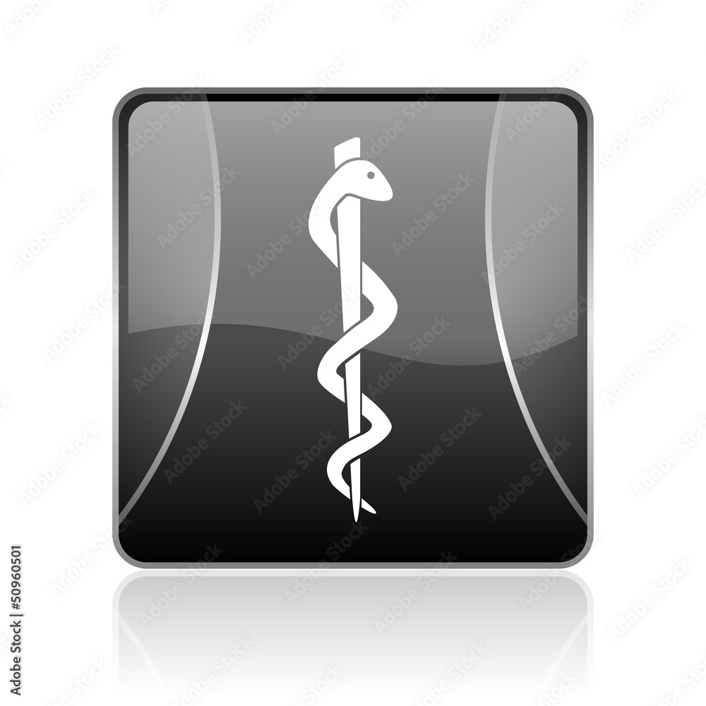 caduceus black square web glossy icon caduceus black square web glossy icon