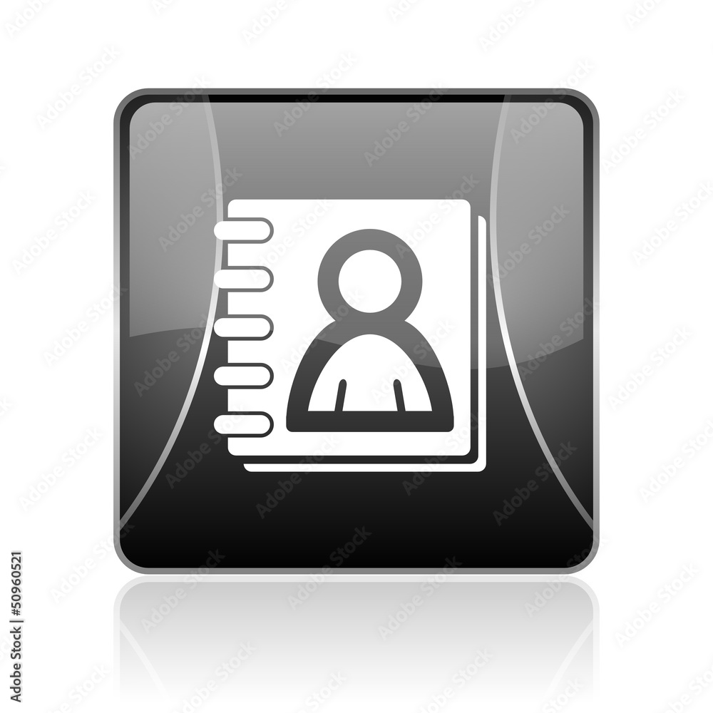 address book black square web glossy icon address book black square web glossy icon