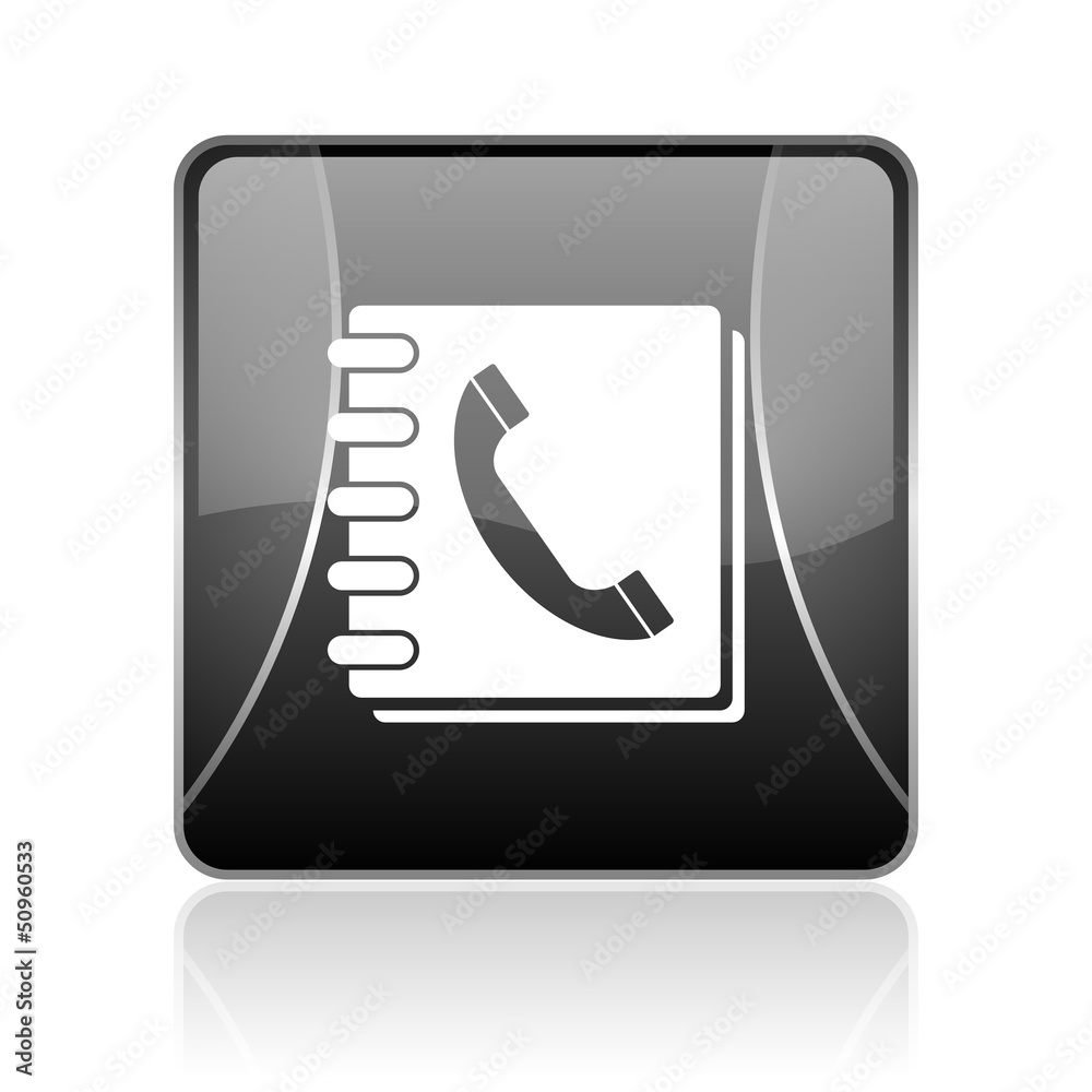 phonebook black square web glossy icon phonebook black square web glossy icon