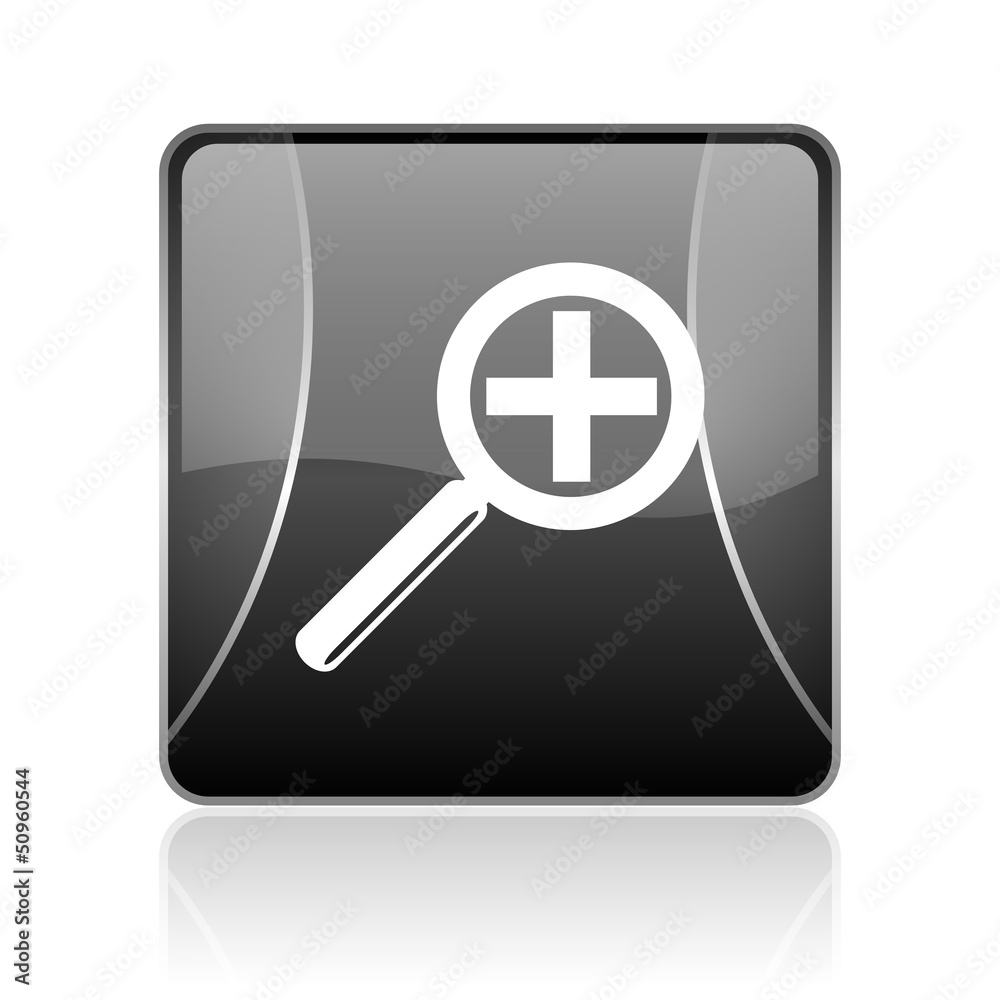 magnification black square web glossy icon magnification black square web glossy icon