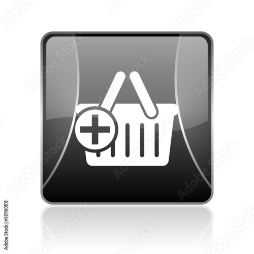 shopping cart black square web glossy icon