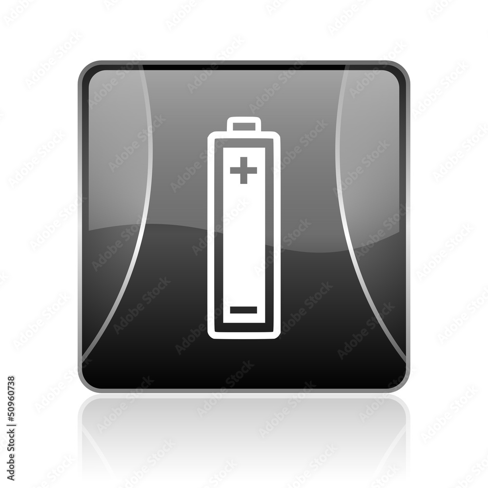 battery black square web glossy icon battery black square web glossy icon