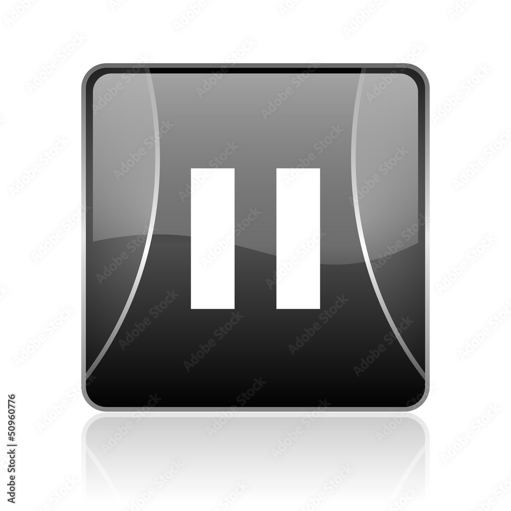 pause black square web glossy icon pause black square web glossy icon