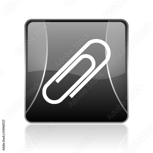paper clip black square web glossy icon © Alex White